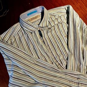 Tommy Bahama Men's Striped Button Down Shirt Large Long Sleeve Casual 100%cotton